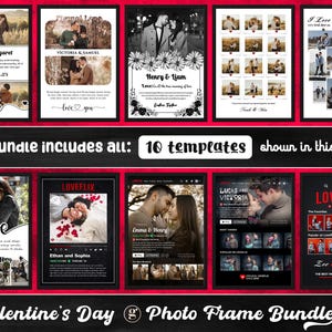 Editable Photo Frame Collage for Canva and Photoshop - Couples Day Bundle 02, Editable Templates, Frame Mockup, Moodboard, Chalkboard image 2