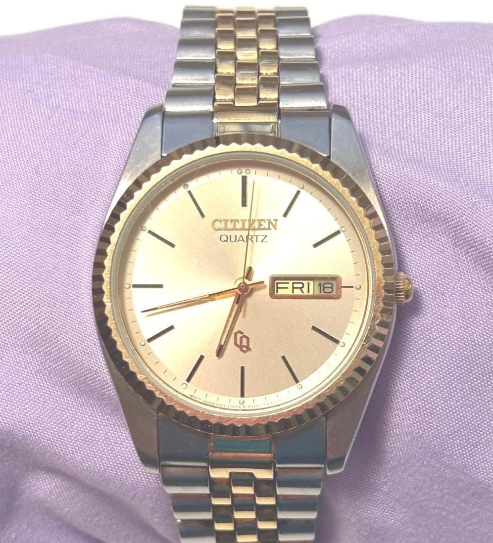 希少　CITIZEN アナデジ レトロ　ゴールド 14K 80s 未使用 CITIZEN エクシード 純正尾錠 日本製 腕時計