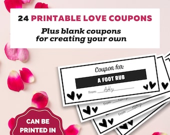 24 Cupones de Amor Imprimibles / Regalo de San Valentín, Regalo de Aniversario, Regalo de Cumpleaños / Regalo de Experiencia