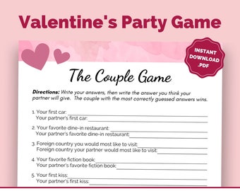 Juego del Día de San Valentín / Juego de recién casados imprimible / Juego de fiesta para parejas adultas