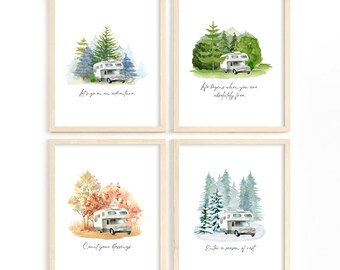 Decoración de pared de autocaravana imprimible de 4 estaciones para RV / Pared de galería de estilo de color de agua / DESCARGA DIGITAL