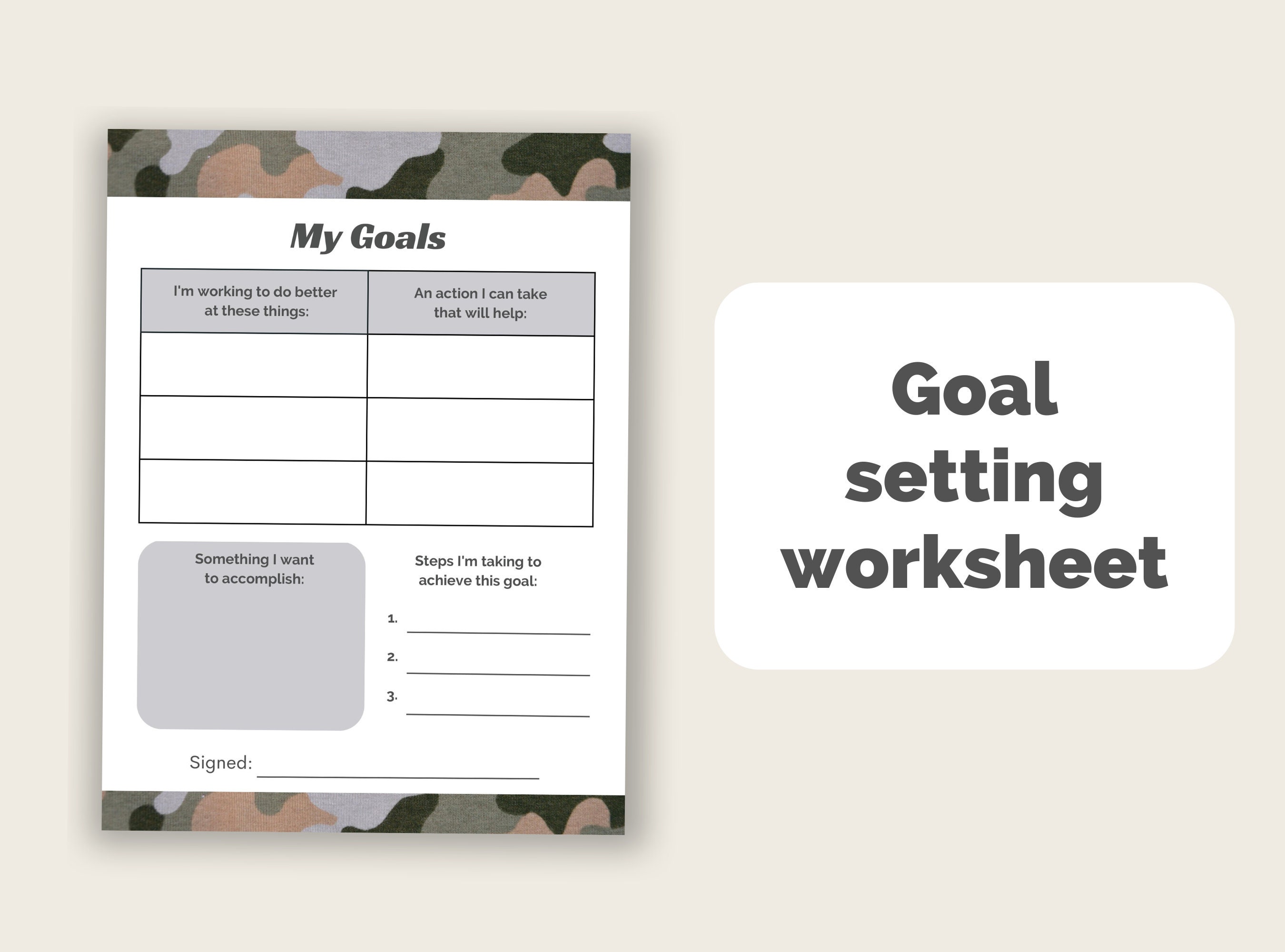 Kids Chart Bundle Camo Themed Printable Checklists Including Chore ...