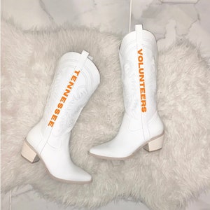 Tennessee Volunteers White Cowboy Boots - Women's Cowboy Boot, Knoxville, UTK, SEC, Vols, white cowgirl boots, graduation gift, for her