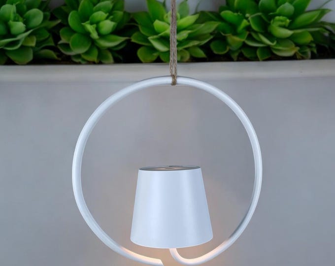 Floya - LED Dimmbare Pendelleuchte in weiß mit Akku