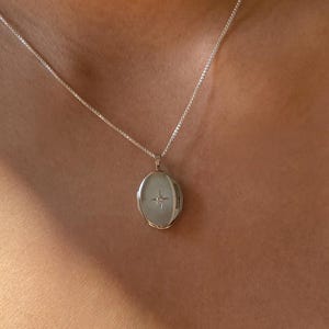 Silver Diamond Oval Locket