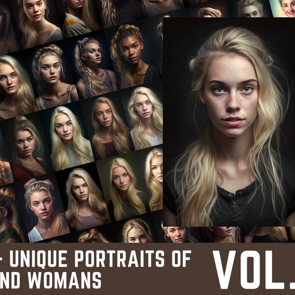 50+ portraits de haute qualité de BLOND HAIR WOMAN VOL1. Art numérique, Portraits, Peintures. 100+ Images bonus gratuites !