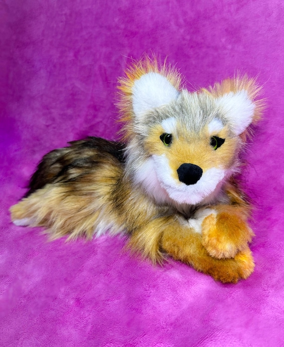 Handmade Black White Mexican Grey Wolf Plush Stuffed Animal