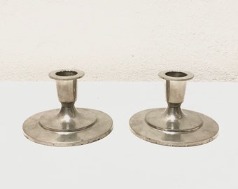 Pair of Just Andersen art deco design candlesticks in pewter