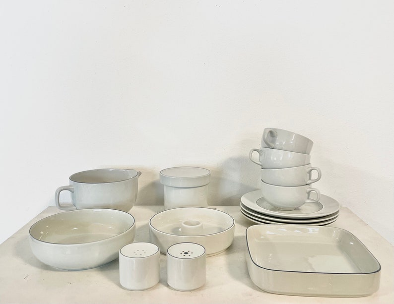 Royal Copenhagen mit century vintage BLÅKANT set with cups, plates, tray, salt&pepper, bowls and pitcher design from 1963 by Grethe Meyer image 2