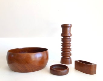 Collection of high end modernist Danish design teak wood items from the mid century