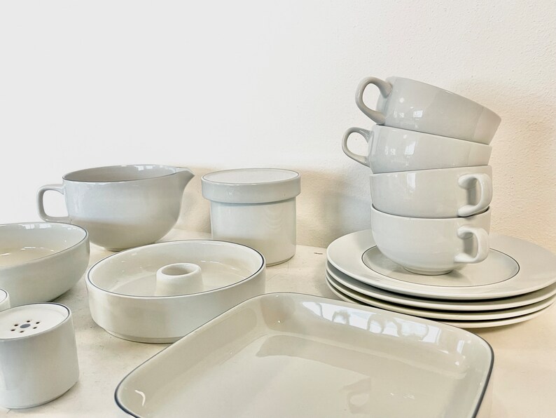 Royal Copenhagen mit century vintage BLÅKANT set with cups, plates, tray, salt&pepper, bowls and pitcher design from 1963 by Grethe Meyer image 5