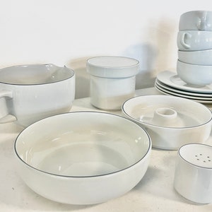 Royal Copenhagen mit century vintage BLÅKANT set with cups, plates, tray, salt&pepper, bowls and pitcher design from 1963 by Grethe Meyer image 4