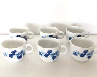 Bing & Grøndahl “Troja” mid century vintage handpainted Danish design porcelain set of six cups