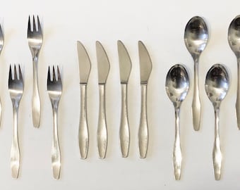 &quot;Vintage Set von Mid Century Danish Modernist DANA &quot;&quot;Nr. 15 cm Besteck aus Edelstahl - Design Aage Helbig Hansen