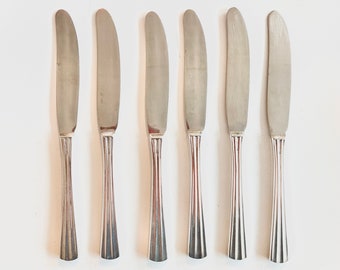 Set of six vintage Swedish silverplate knives - modernist mid century design from the 1960s