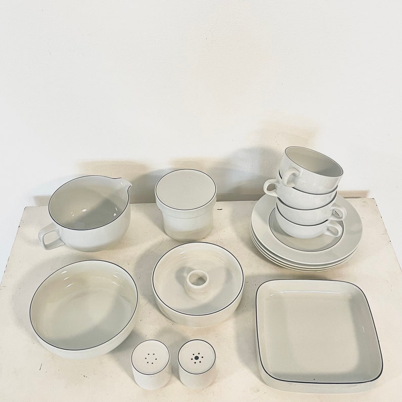 Royal Copenhagen mit century vintage BLÅKANT set with cups, plates, tray, salt&pepper, bowls and pitcher design from 1963 by Grethe Meyer image 1