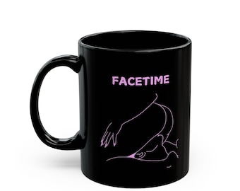 Taza traviesa de FaceTime: diseño de pareja con arte lineal: regalo divertido para novio, esposo o parejas para enviar un mensaje divertido y sexy