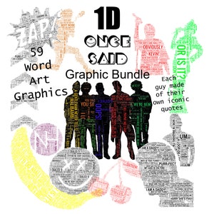 BUNDLE - 1D Word Art made from their own iconic quotes oBviOusLy. These graphics are totally smashing it! Instant download with purchase.