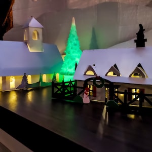 DIY pop-up Card- Farm House - 3D Christmas Village - Pop-up Foldable for mailing or storage - Hand cut + Machine cut Files