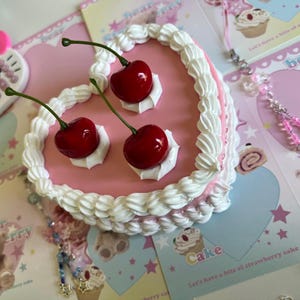 Herz Schmuckschatulle mit Spiegel, Vintage Dekor Gefälschte Kuchen, Sahne Kleber, Niedlichen Raum Dekor, Mädchen Schmuckstück Schmuckschatulle, Kawaii Geburtstagsgeschenk, Decoden