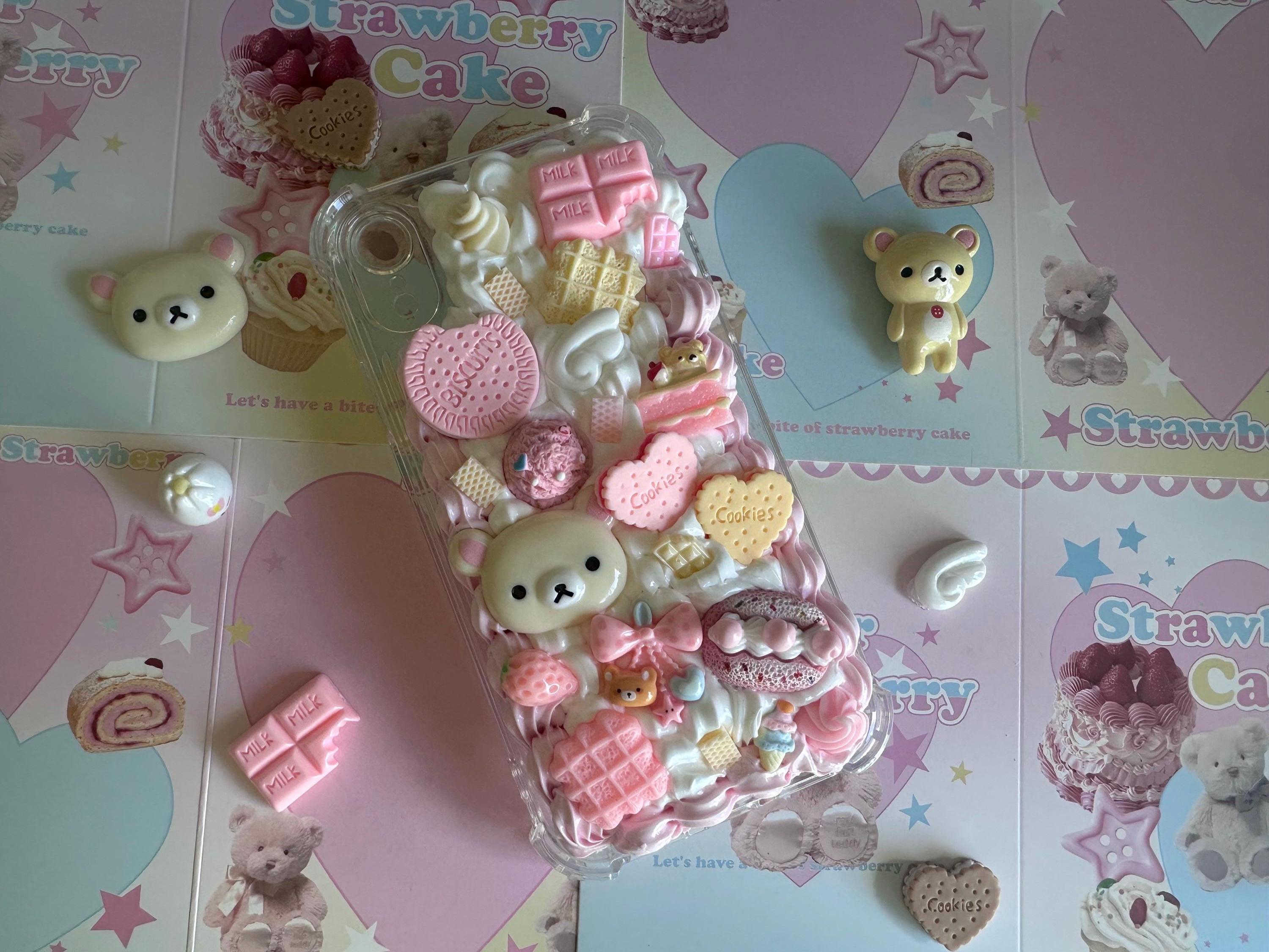 Kawaii Korilakkuma White Bear Decoden Phone Case, Brown Bear Phone