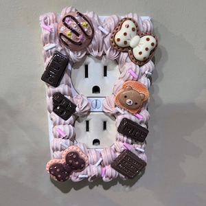 Decoden Kawaii Light Switch cover plate, Candy Land Themed, Chocolate Themed Wall Art, Electrycil Outlet Cover,