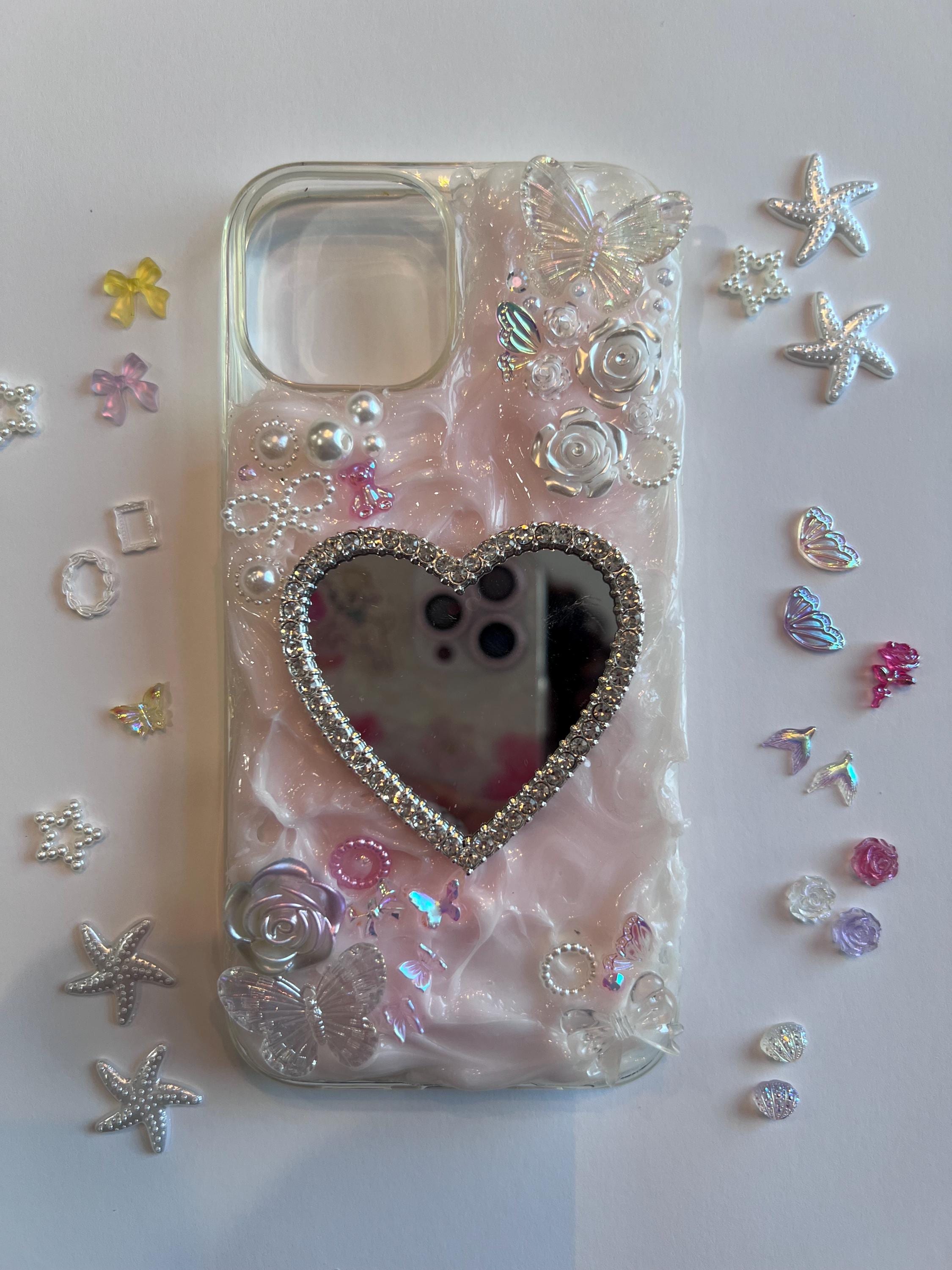 Decoden phone case with metal heart mirror, 3D Phone Case for IPhone 14/15/16 Pro Max, Samsung, Pixel