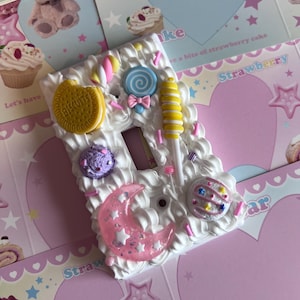 Decoden Kawaii Light Switch cover plate, Candy Land Themed, Wall Art, Electrycil Outlet Cover,