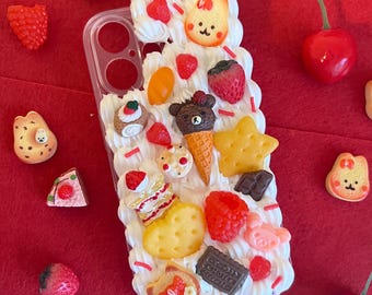 Decoden Phone Case, Kawaii Strawberry, Rilakkuma Cherry Phone Case. For any phone model.
