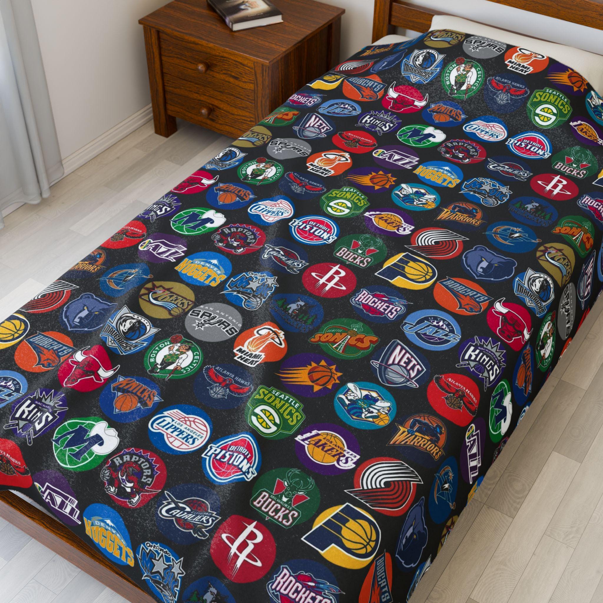 当時物 レトロ ヴィンテージ NBAチームロゴ ブランケット ベッド シーツ 布 当時物 レトロ ヴィンテージ NBAチームロゴ ブランケット ベッド