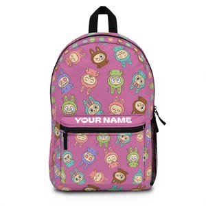 Personalized Labubu Backpack, Custom Cute Labubu Backpack For School, Gift for Children, Colorful Labubu Book Bag, Colorful Labubu Backpack