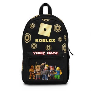 Personalisierter Roblox Rucksack | Personalisierter Namensrucksack im Robux Design | Sicher & Bequem für die Schule | Perfektes Geschenk für Roblox Fans