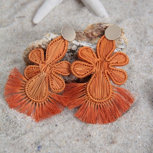 Handmade Woven Flower Earrings, Traditional Colombian Wearable Art