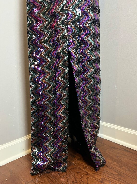 80s Strapless Solid Sequin Column Dress - image 4
