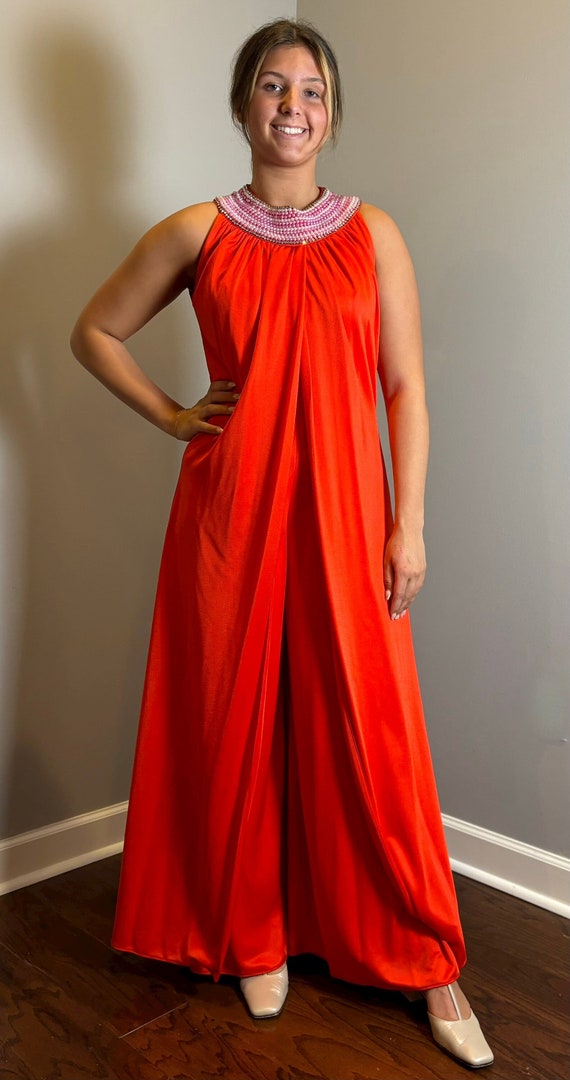 Orange 70s Glam Jumpsuit