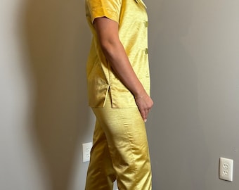70s Gold Silk Pants and Jacket