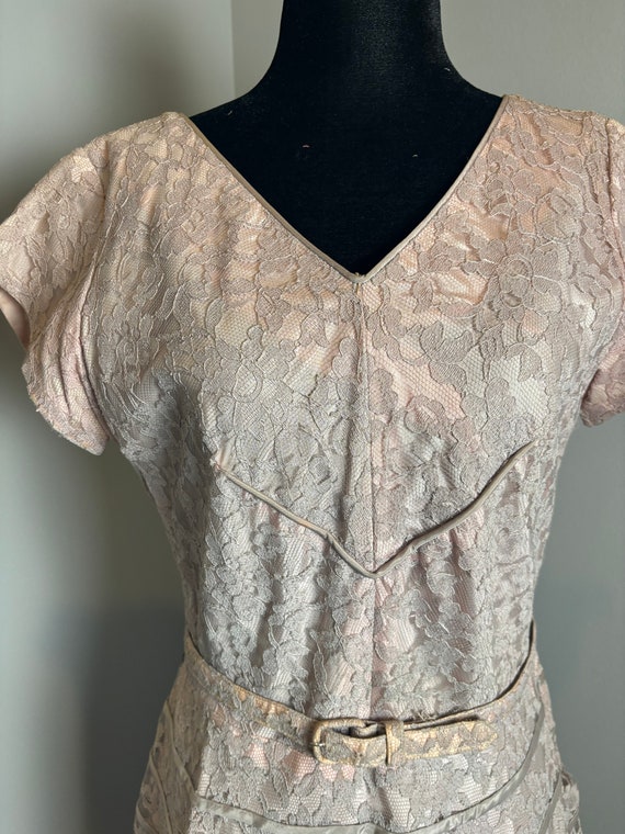 Gorgeous Vintage Lace and Satin Cocktail Dress - image 5
