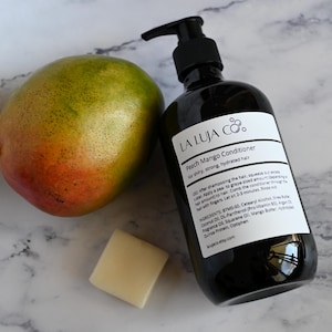 Peach Mango Vegan Conditioner Bar Set: Refillable Bottle, Handmade