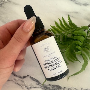 Aceite de romero para el cabello + aceite de menta para prelavado Aceite de romero para el crecimiento del cabello vegano Aceite de ricino Aceite de jojoba Natural Hecho a mano Sin crueldad animal