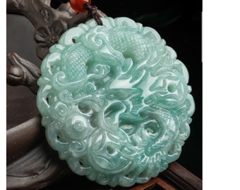Natural Jade with Certificate, Necklace for Man, Handcrafted with Dragon, very creative Gift for special "Him" or Her