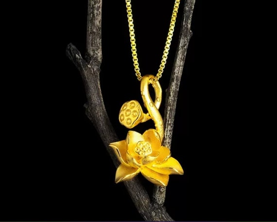 Gold Lotus flower pendent, 18K Gold plated, meditation flower, yoga necklace, Valentine's, MothersDay, Thanks Giving, ChristmasDay Gift