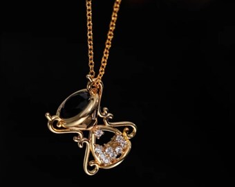 Hourglass Necklace, 18k Gold , Sand Timer, Anniversary Gift, Birthday Gift, Gift For Her