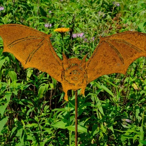 Bat Garden Stake Rusted Metal Patina