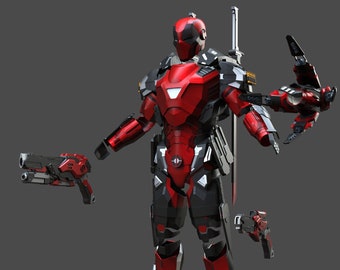 Unpainted 3D Printed Armorized Deadpool Armor - Mercenary Mayhem!