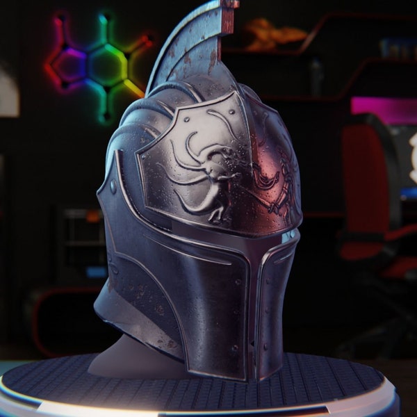 Unpainted Dark Souls Inspired Faraam Knight Helmet - 3D Printed Cosplay Accessory - Authentic Design for Game Enthusiasts
