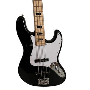 Bass Guitar Austin AJB300BK Bass Electric Guitar 4 String Righthand Double Cut-A-Way AJB300BK Vintage Bass Black Solid Body