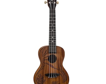 Luna UKE CORAL Coral Ukulele All Solid Mahogany with Gig Bag Satin Natural Finish