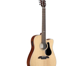 Acoustic Guitar Alvarez AD60ce12 String Artist Dreadnought Guitar Acoustic Electric 12 String Cut A Way Natural Finish w BLK Pick Guard