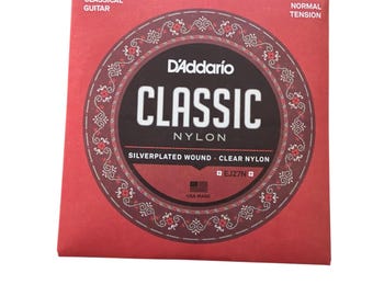 DAddario EJ27N Classical Strings For Guitar Nylon Trebles Student Normal Tension SilverPlated Wound Clear Nylon Set