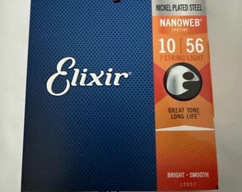 Elixir Electric Guitar Strings Nickel Plated Steel NANOWEB Coating 7 String Light 10ga to 56ga 12057